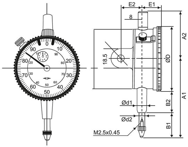 Dial Indicators - SPECIFICATIONS & DIMENSIONS