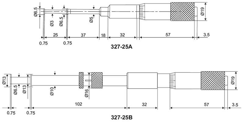Groove Micrometers - SPECIFICATIONS & DIMENSIONS
