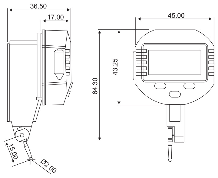 Digimatic Waterproof Lever Indicator - SPECIFICATIONS & DIMENSIONS