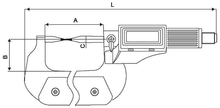 Digimatic Point Outside Micrometer - SPECIFICATIONS & DIMENSIONS